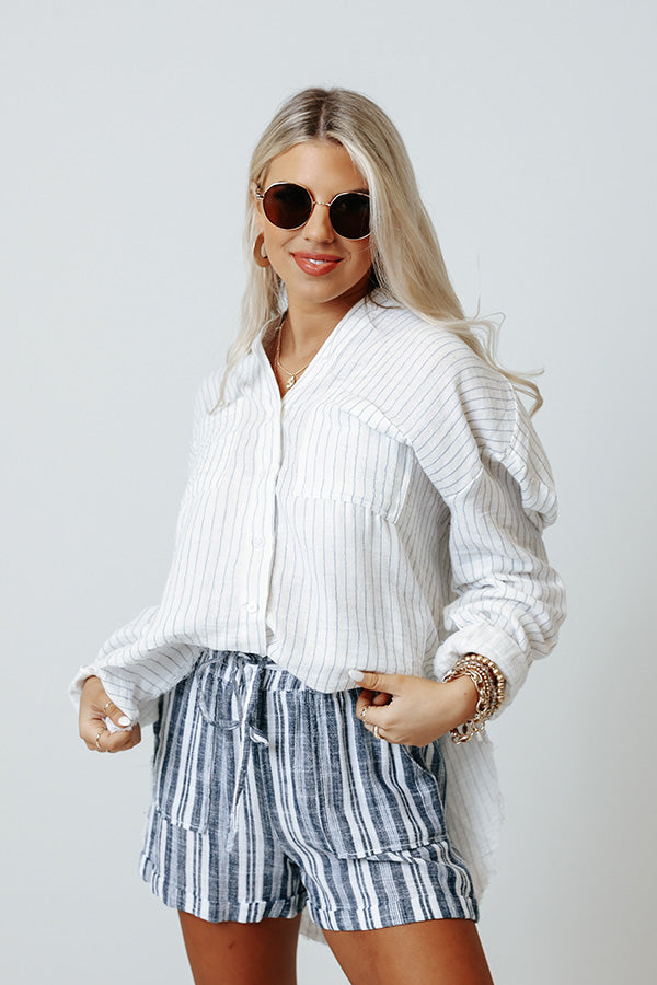 Out Of Line Button Up Top in White