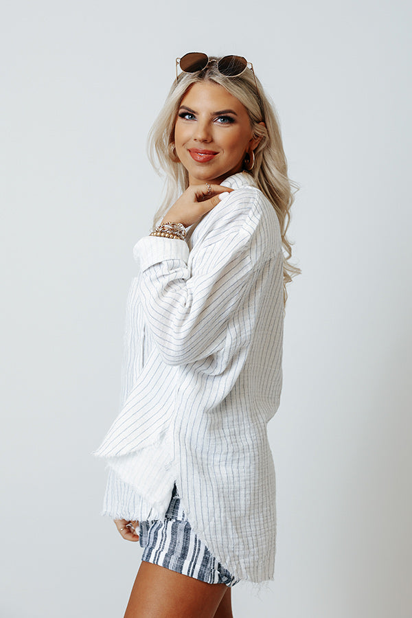 Out Of Line Button Up Top in White