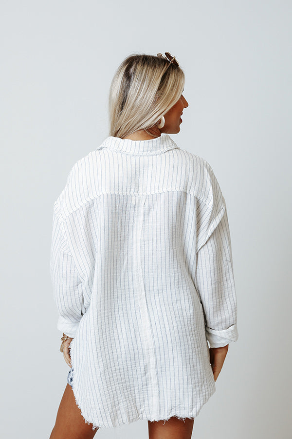 Out Of Line Button Up Top in White