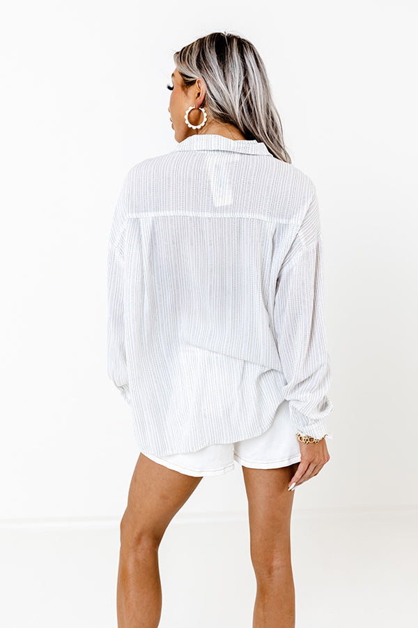 Out Of Line Button Up Top in White