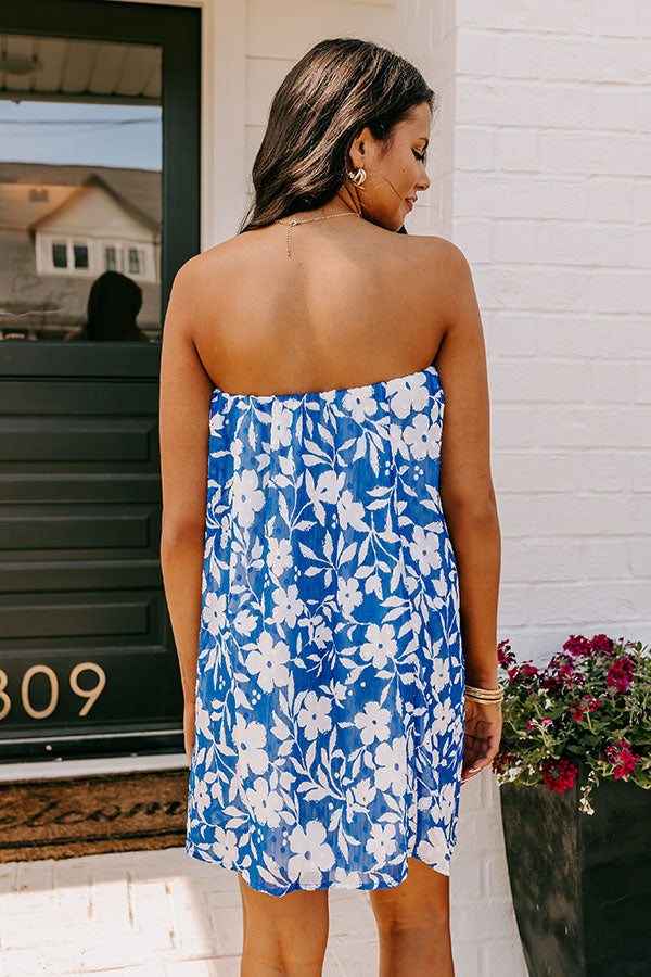 From Malibu Floral Mini Dress in Royal Blue