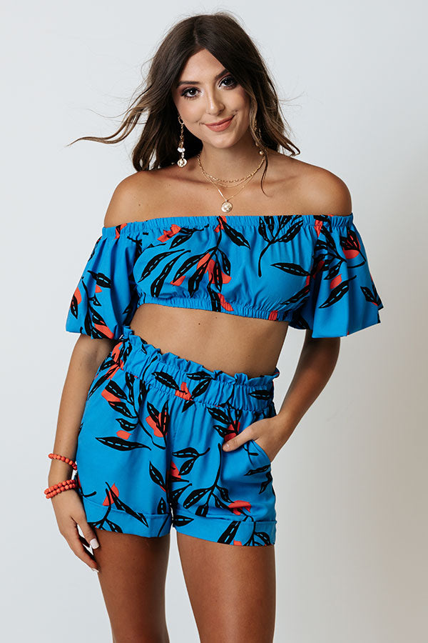 Heart Of Hawaii Crop Top In Ocean Blue