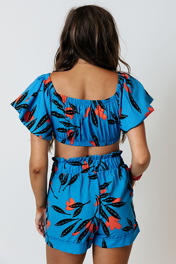 Heart Of Hawaii Crop Top In Ocean Blue