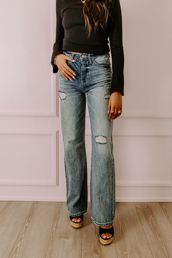 KanCan The Westman High Waist Distressed Flare in Medium Wash