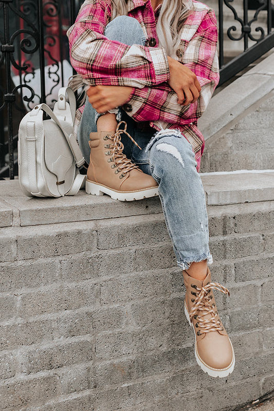 The Alcott Faux Leather Boot In Taupe