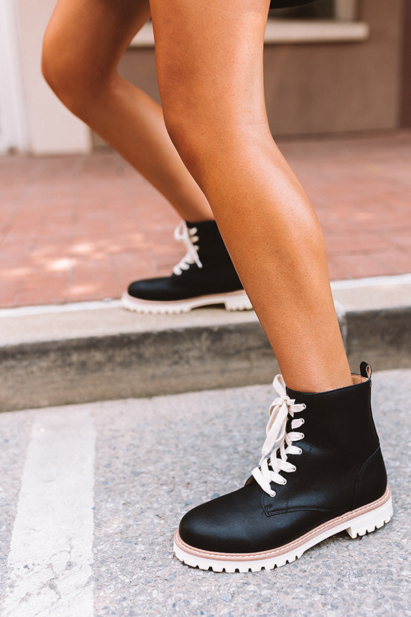 The Sibina Faux Leather Boot In Black