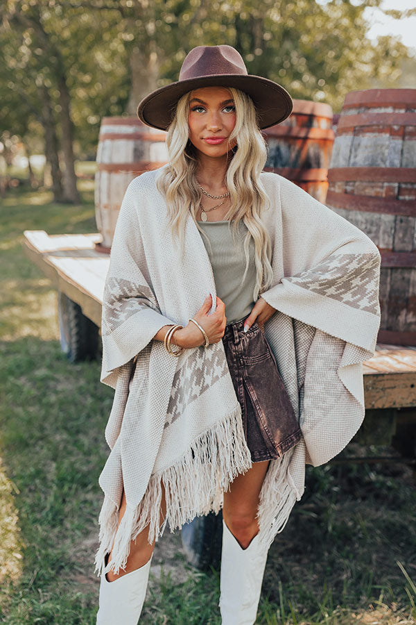 Fall Kinda Girl Poncho In Birch