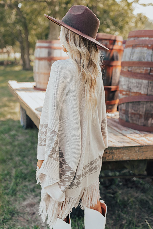 Fall Kinda Girl Poncho In Birch