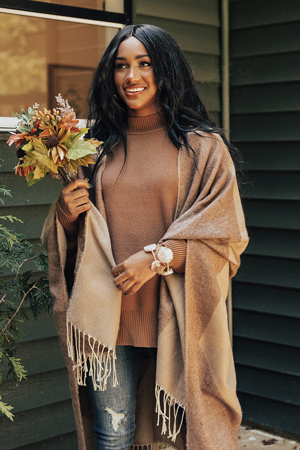 Denver Debut Poncho In Chocolate