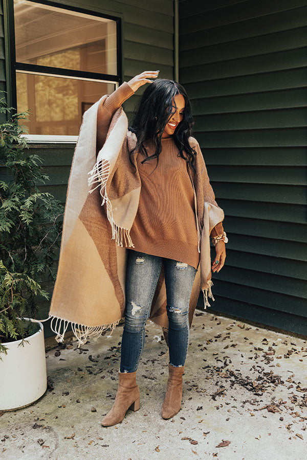 Denver Debut Poncho In Chocolate