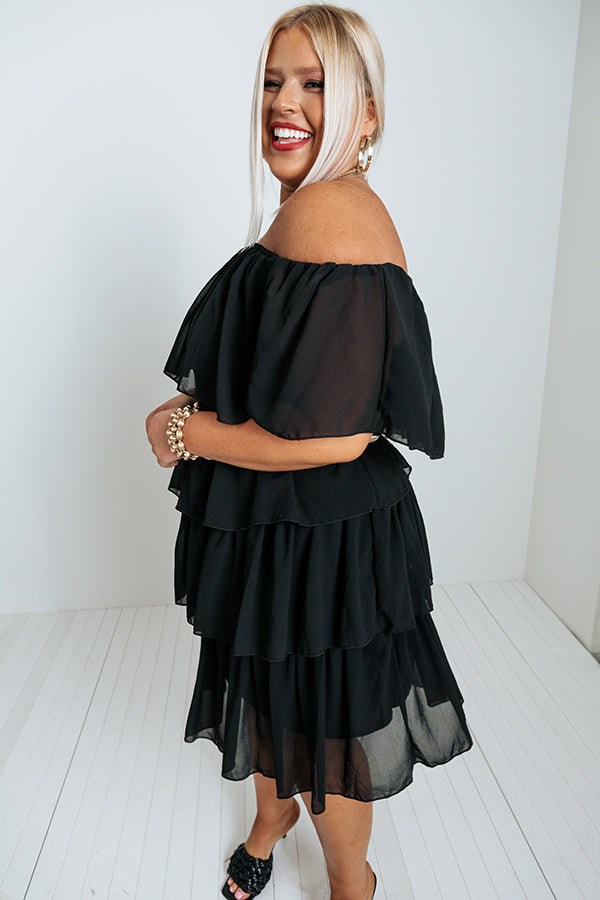Passion For Pinot Ruffle Dress In Black
