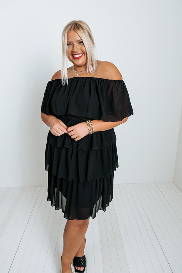 Passion For Pinot Ruffle Dress In Black
