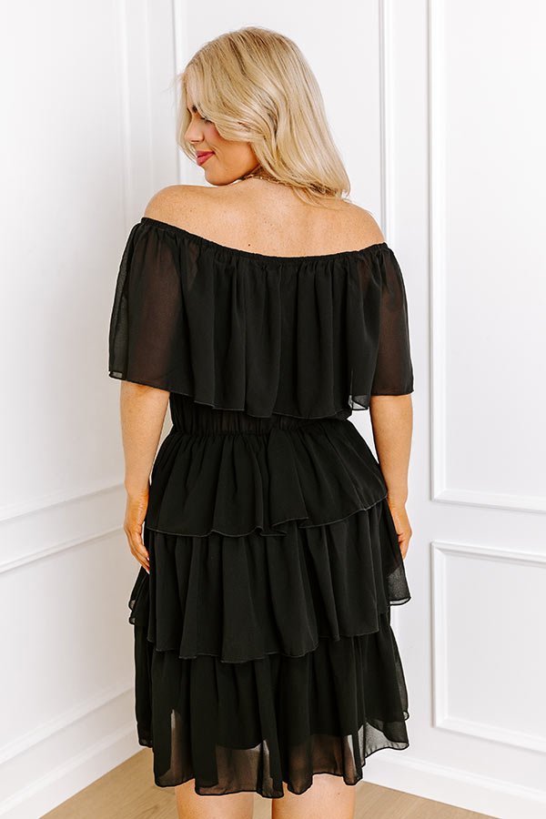 Passion For Pinot Ruffle Dress In Black