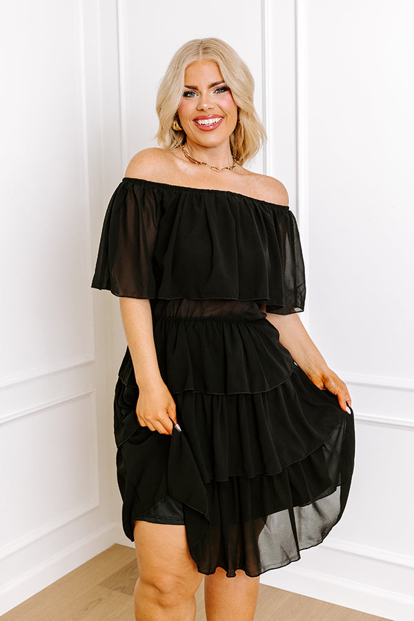 Passion For Pinot Ruffle Dress In Black