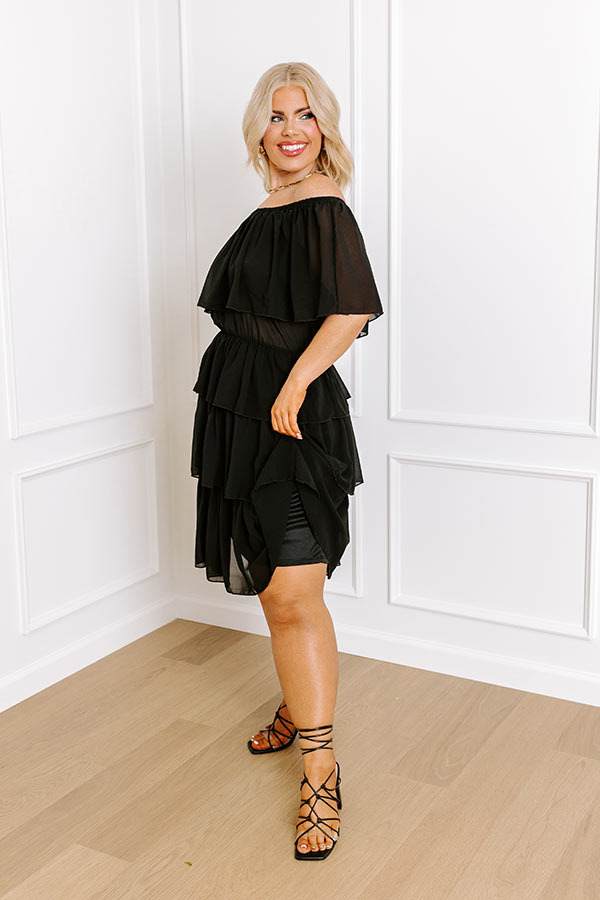 Passion For Pinot Ruffle Dress In Black