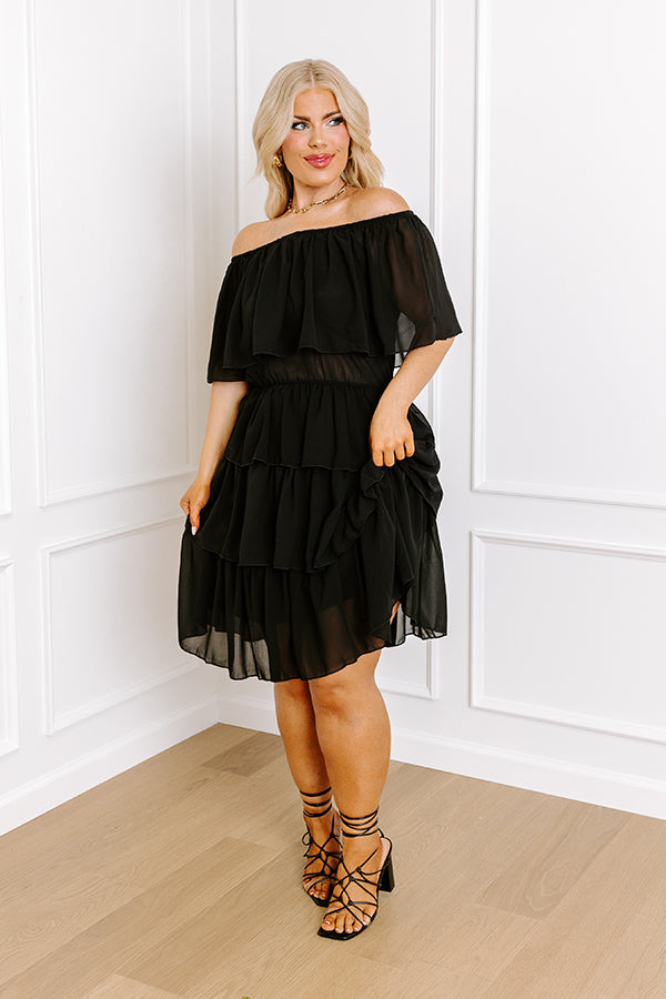 Passion For Pinot Ruffle Dress In Black