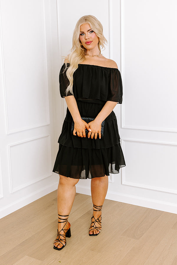 Passion For Pinot Ruffle Dress In Black