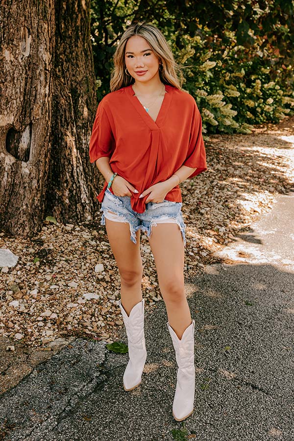 Stay And Chat Shift Top in Rust