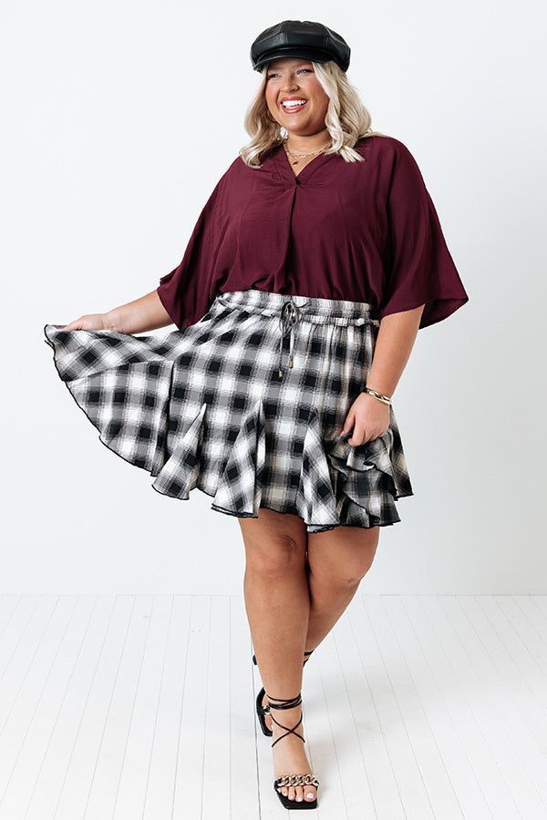 Stay And Chat Shift Top in Maroon Curves