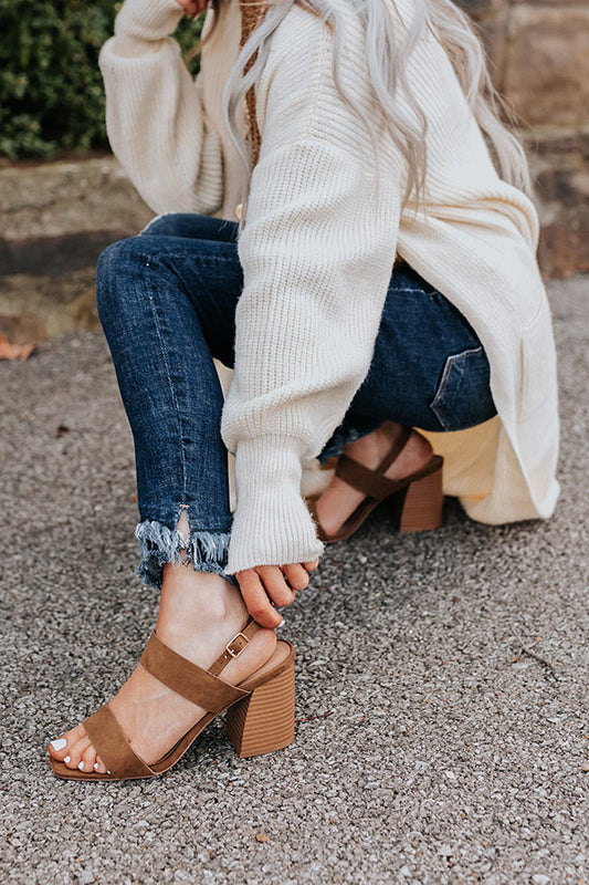 The Torri Faux Suede Heel In Brown