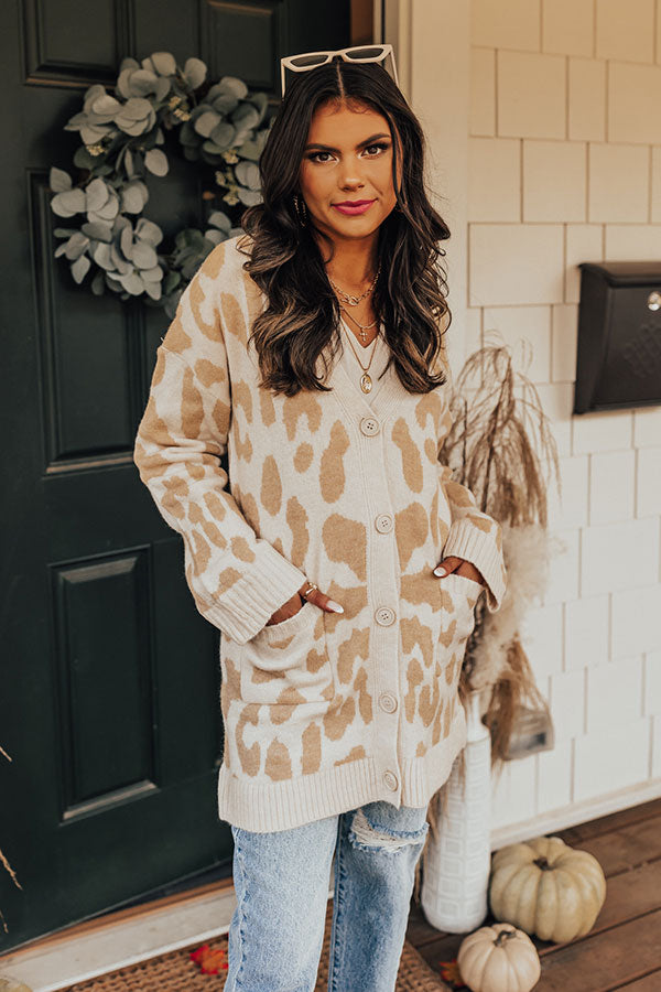 Maple Morning Leopard Cardigan In Cream