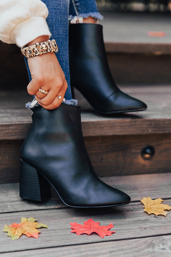 The Madeline Faux Leather Bootie In Black