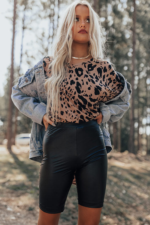 Mckeena Faux Leather Biker Shorts