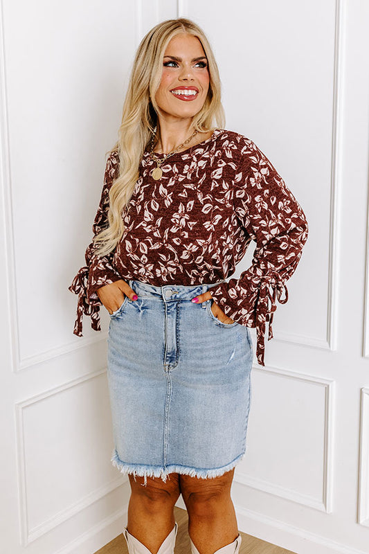 Pumpkin Patch Please Floral Shift Top In Merlot Curves