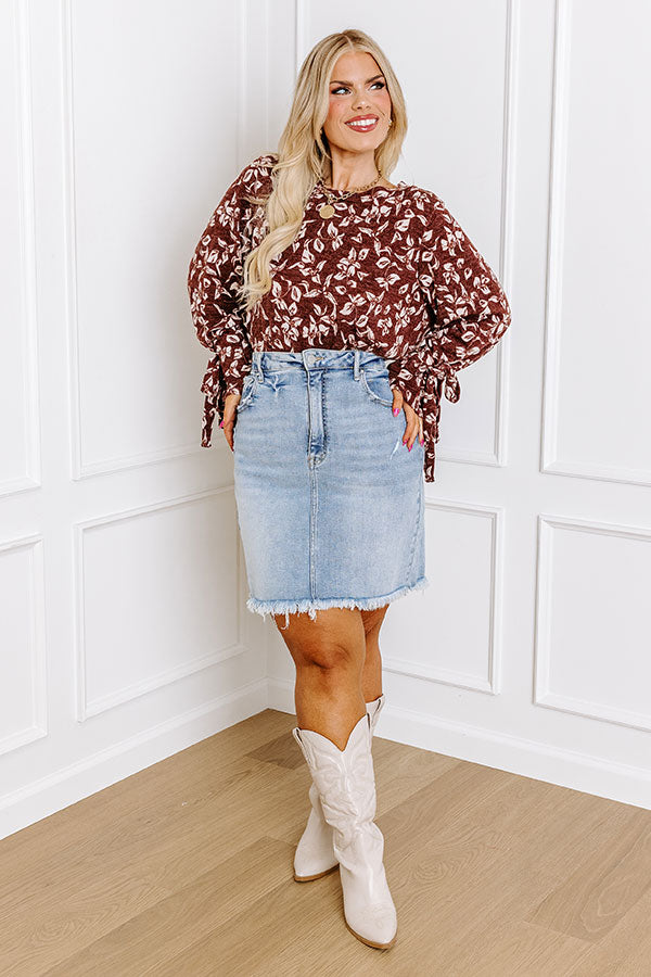 Pumpkin Patch Please Floral Shift Top In Merlot Curves