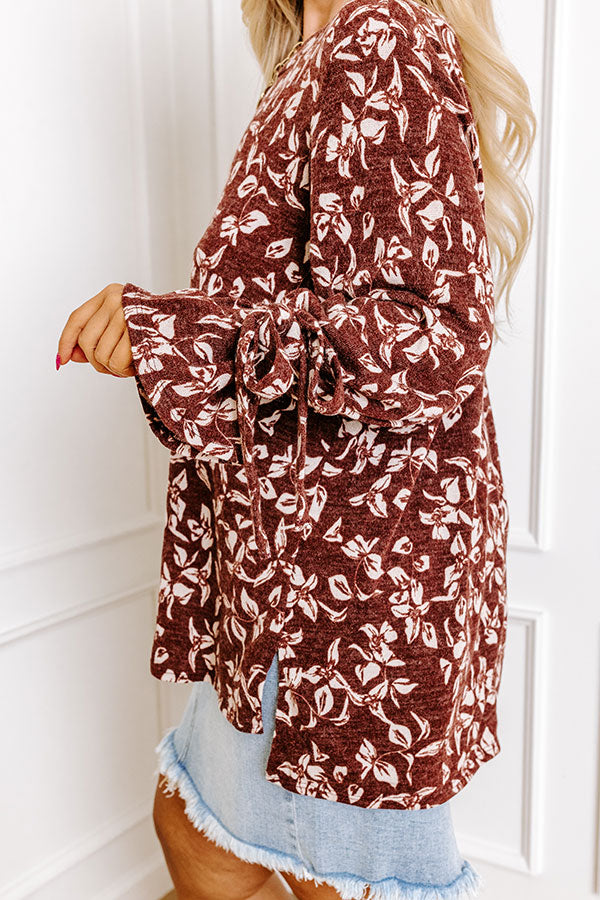 Pumpkin Patch Please Floral Shift Top In Merlot Curves