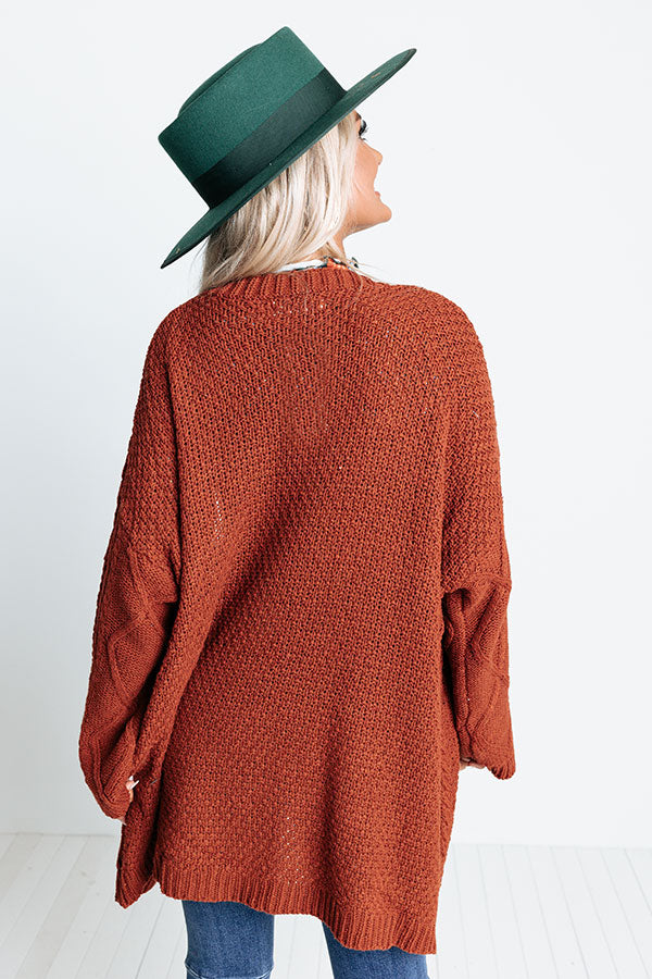 Iced Coffee Life Knit Cardigan In Rust