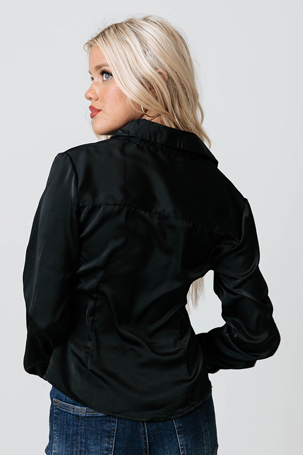 Nashville Lights Front Tie Top In Black