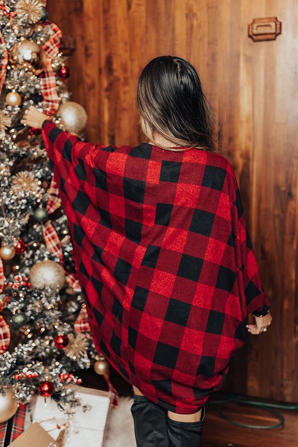 Cuddled Down Buffalo Check Cardigan In Red