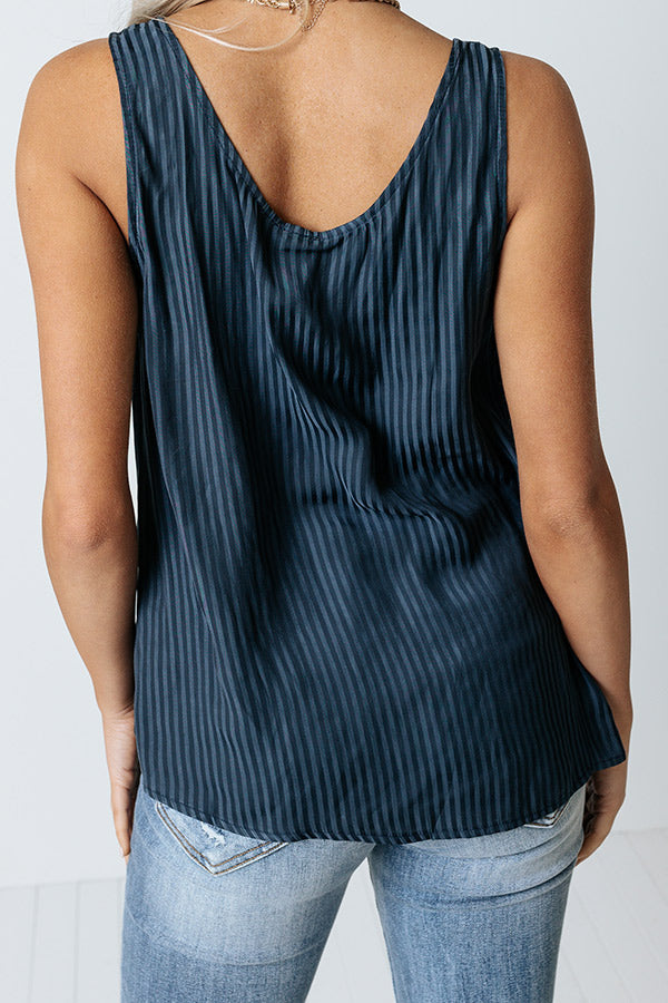 New To Love Satin Top In Navy