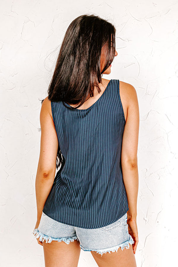 New To Love Satin Top In Navy