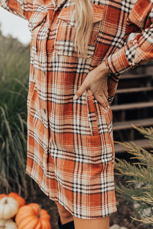 Central Park Perks Plaid Dress In Rust