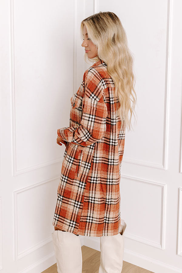 Central Park Perks Plaid Dress In Rust