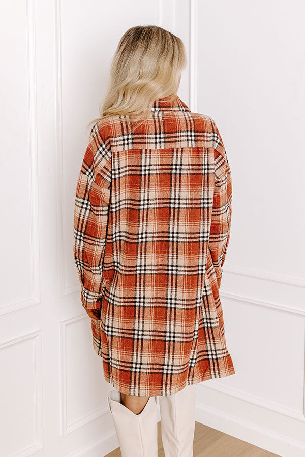 Central Park Perks Plaid Dress In Rust