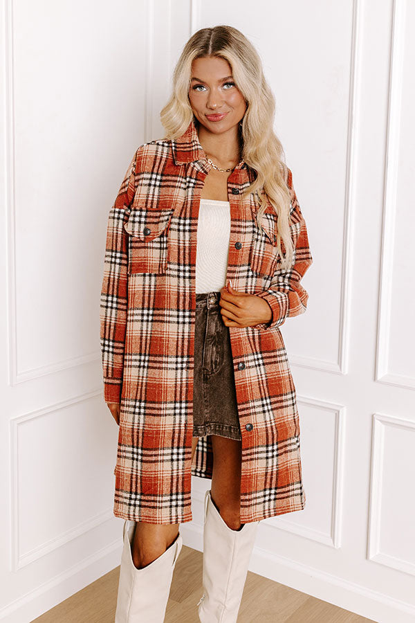 Central Park Perks Plaid Dress In Rust