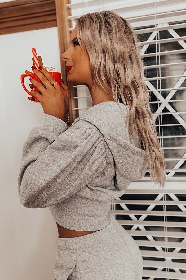 Wild About The Weekend Crop Hoodie In Grey