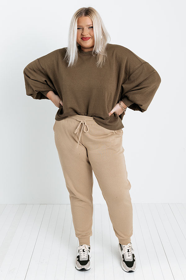 Count On You Joggers In Khaki Curves
