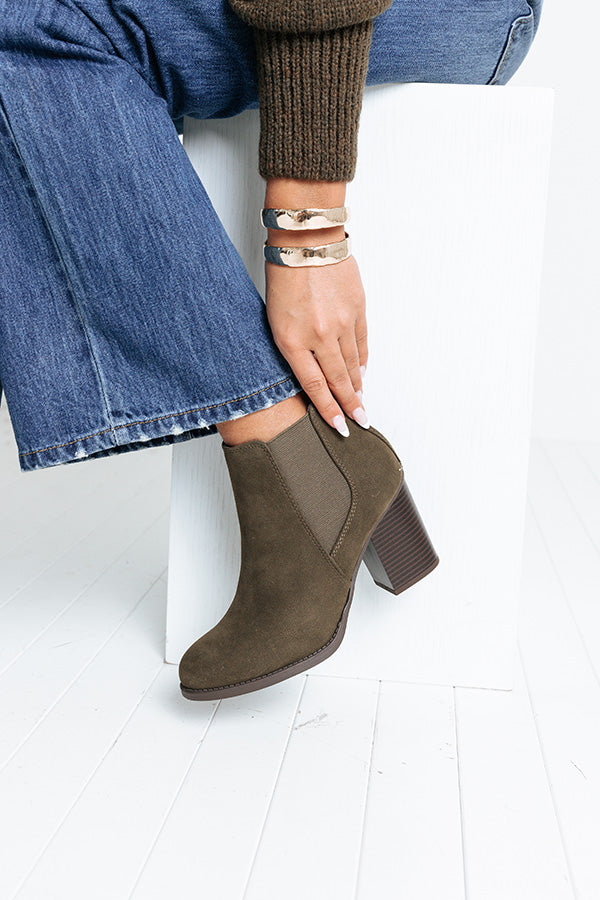 The Ollie Faux Suede Bootie In Olive
