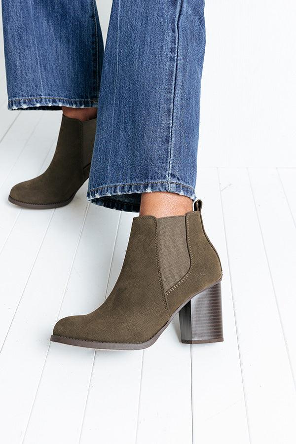 The Ollie Faux Suede Bootie In Olive