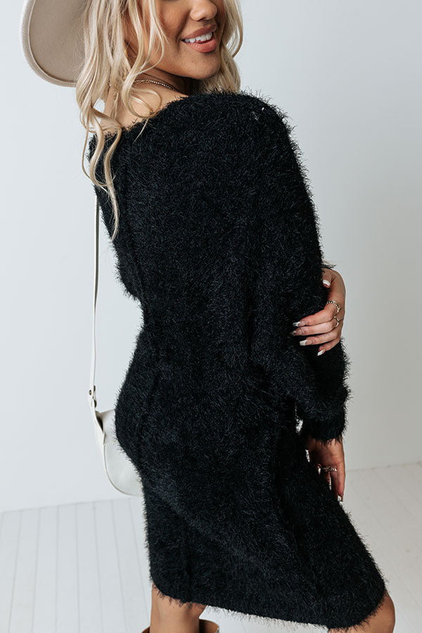 Tres Cozy Sweater Dress In Black