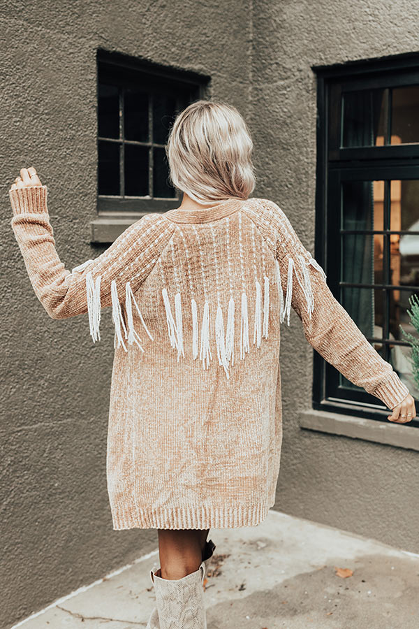 Cider Falls Chenille Cardigan In Camel
