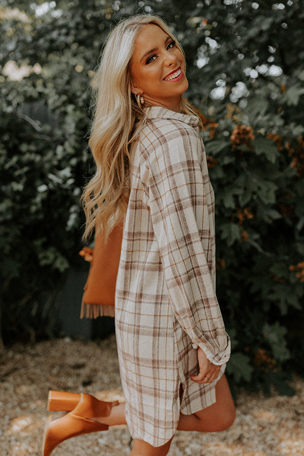 Seasons Keep Changing Flannel Dress In Cream