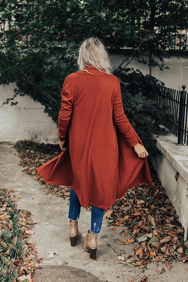 Cafe On Broadway Cardigan In Rust