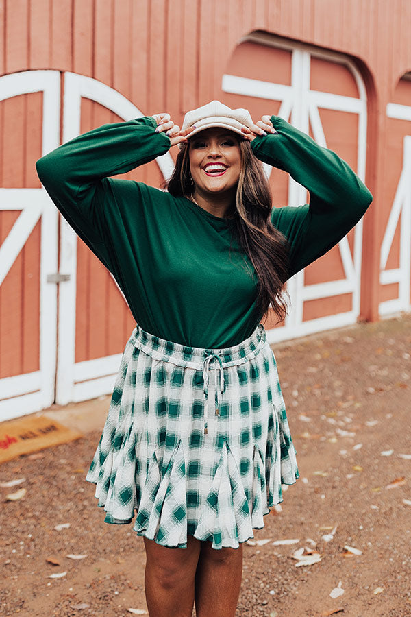 A Good Year Shift Top In Hunter Green Curves