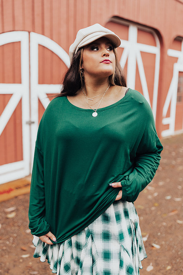 A Good Year Shift Top In Hunter Green Curves