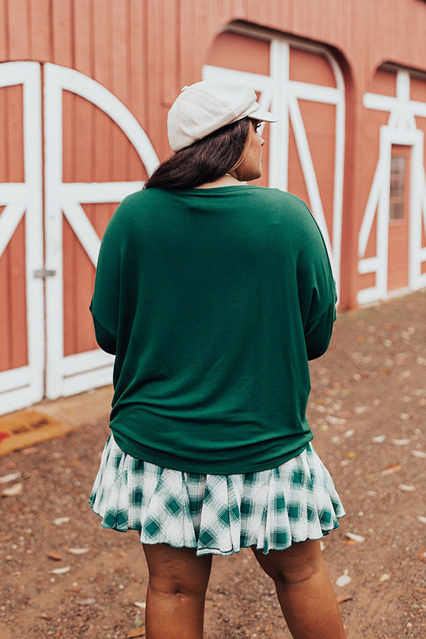 A Good Year Shift Top In Hunter Green Curves